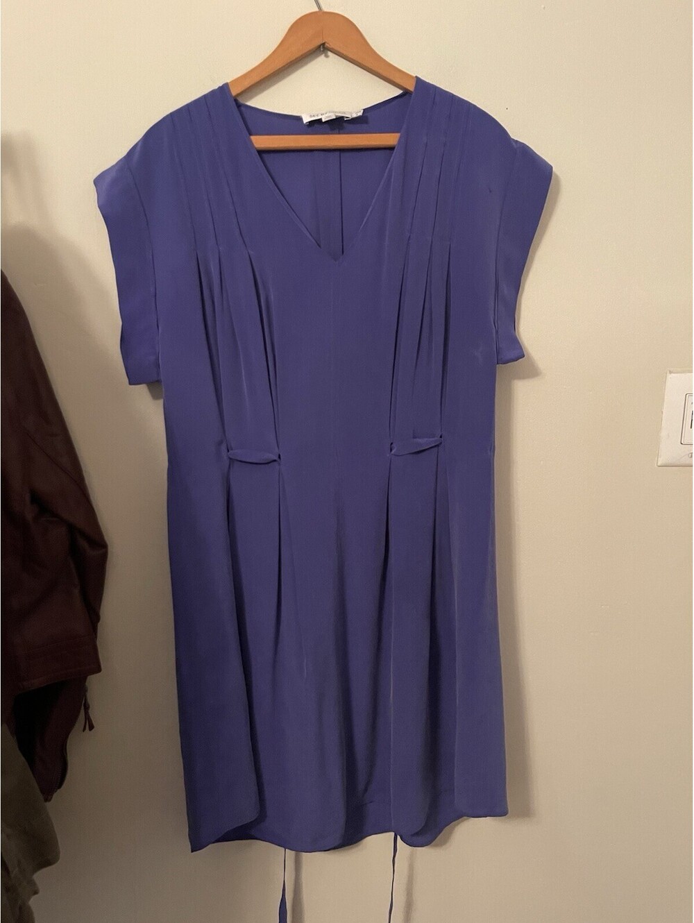 See By Chloe Dress Belted Blue/purple  Silk V Neck Mini Size 6